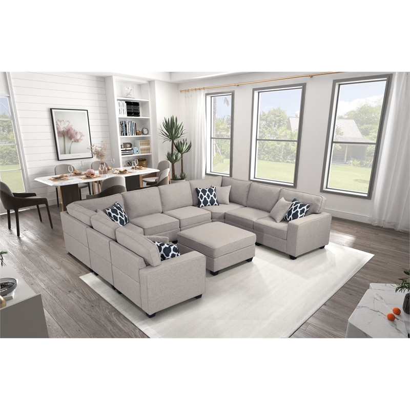 Pemberly Row Flexible Combination Modular Sectional Sofa in Gray