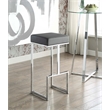 Pemberly Row Contemporary Square Faux Leather Bar Stool in Gray and Chrome