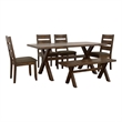 Pemberly Row 6-piece Farmhouse Wood Dining Room Set Knotty Nutmeg and Gray