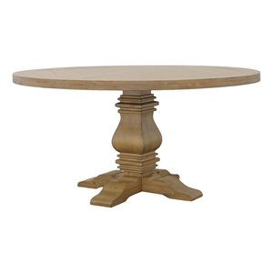 Pemberly Row Traditional Round Pedestal Wood Dining Table in Natural