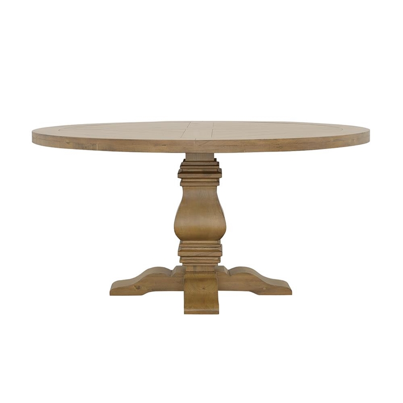 Pemberly Row Traditional Round Pedestal Wood Dining Table in Natural