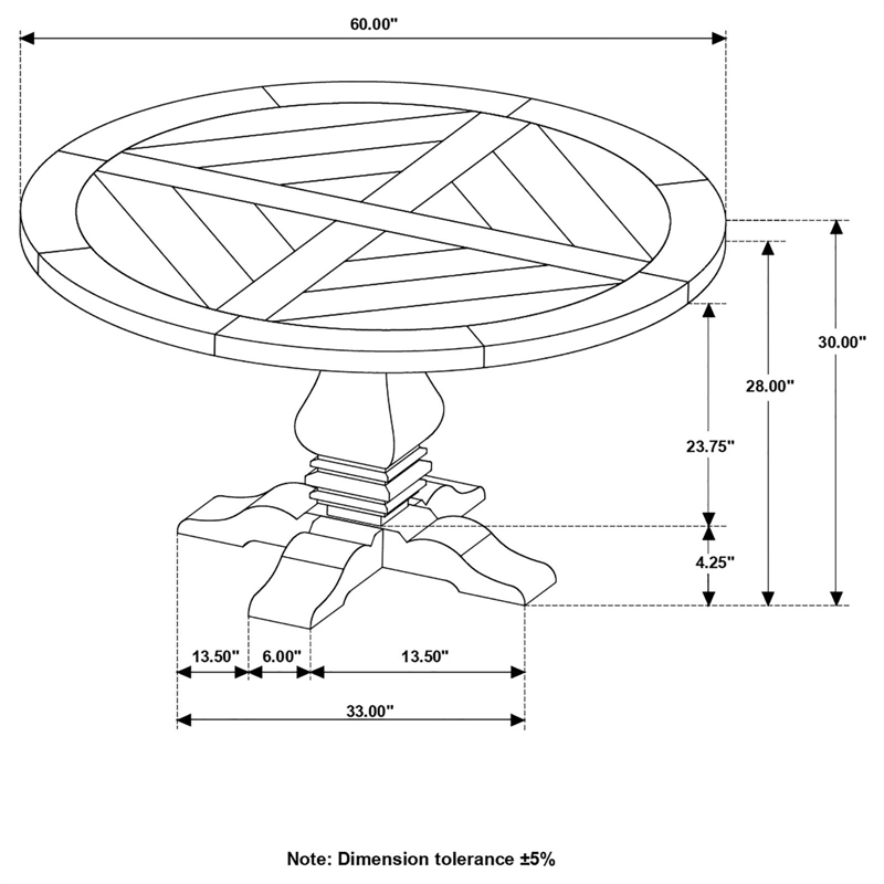 Pemberly Row Traditional Round Pedestal Wood Dining Table in Natural