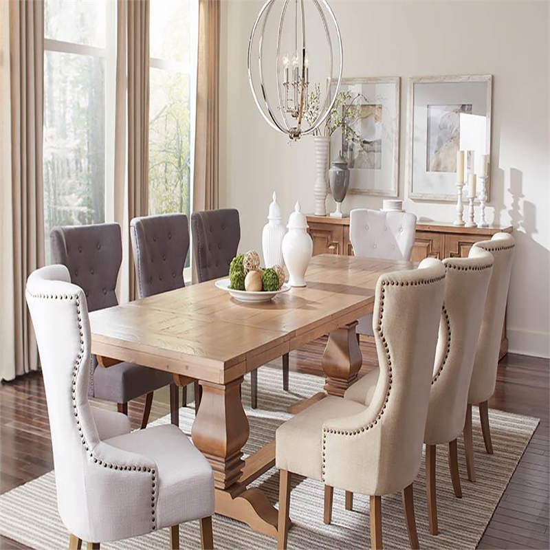 Pemberly Row Extendable Double Pedestal Wood Dining Table in Natural