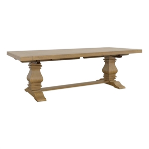 Pemberly Row Extendable Double Pedestal Wood Dining Table in Natural
