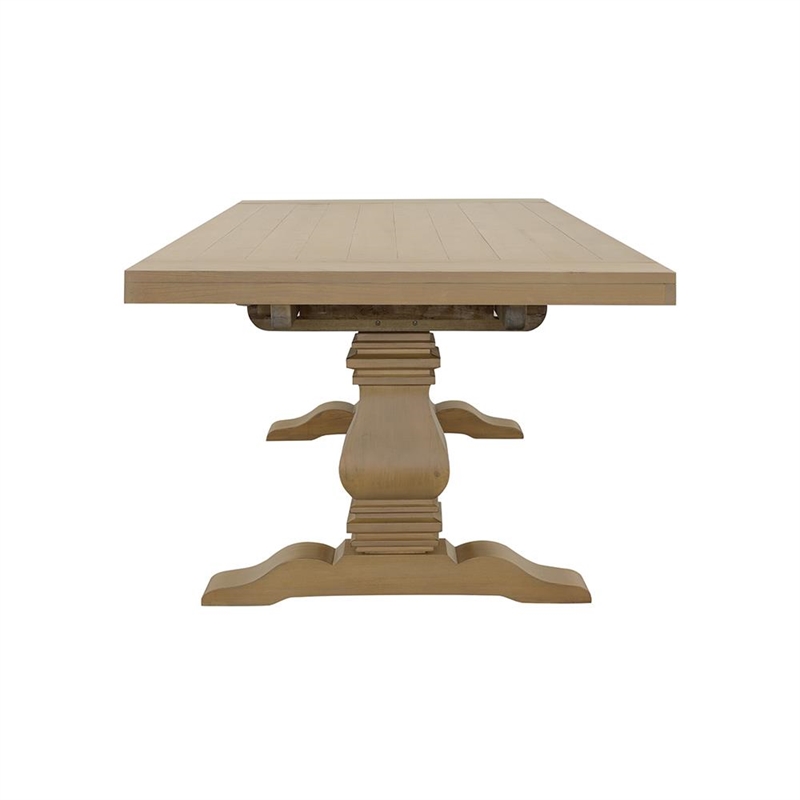 Pemberly Row Extendable Double Pedestal Wood Dining Table in Natural
