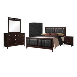 Pemberly Row 5-Piece Wood Queen Panel Bedroom Set in Cappuccino