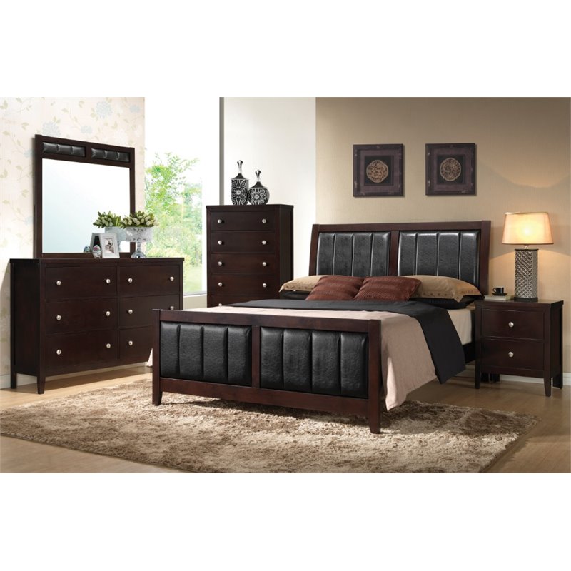 Pemberly Row 5-Piece Wood Queen Panel Bedroom Set in Cappuccino