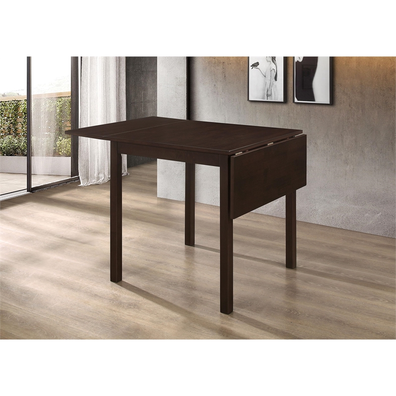 Pemberly Row Transitional Wood Dining Table with Drop Leaf in Cappuccino