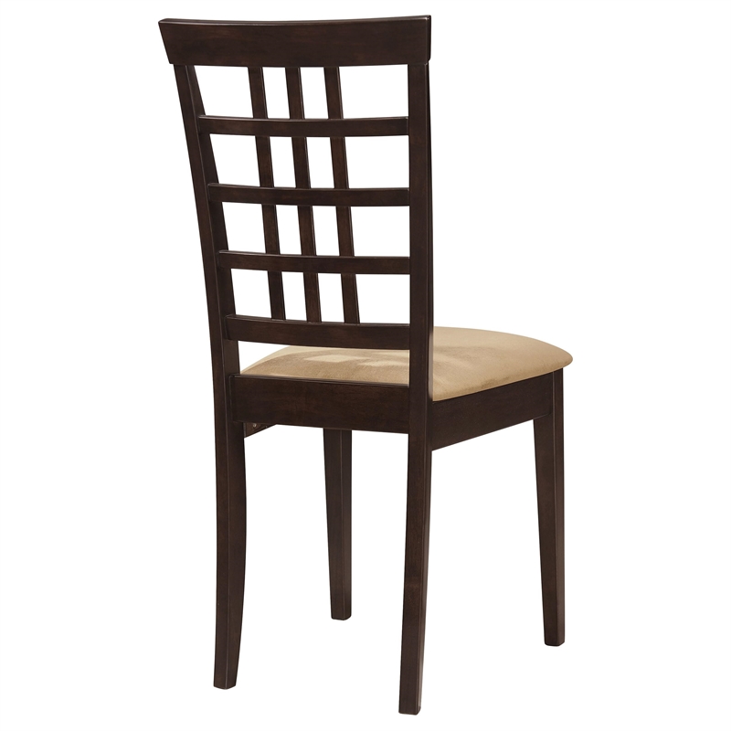 Pemberly Row Transitional Lattice Back Wood Dining Chairs in Cappuccino