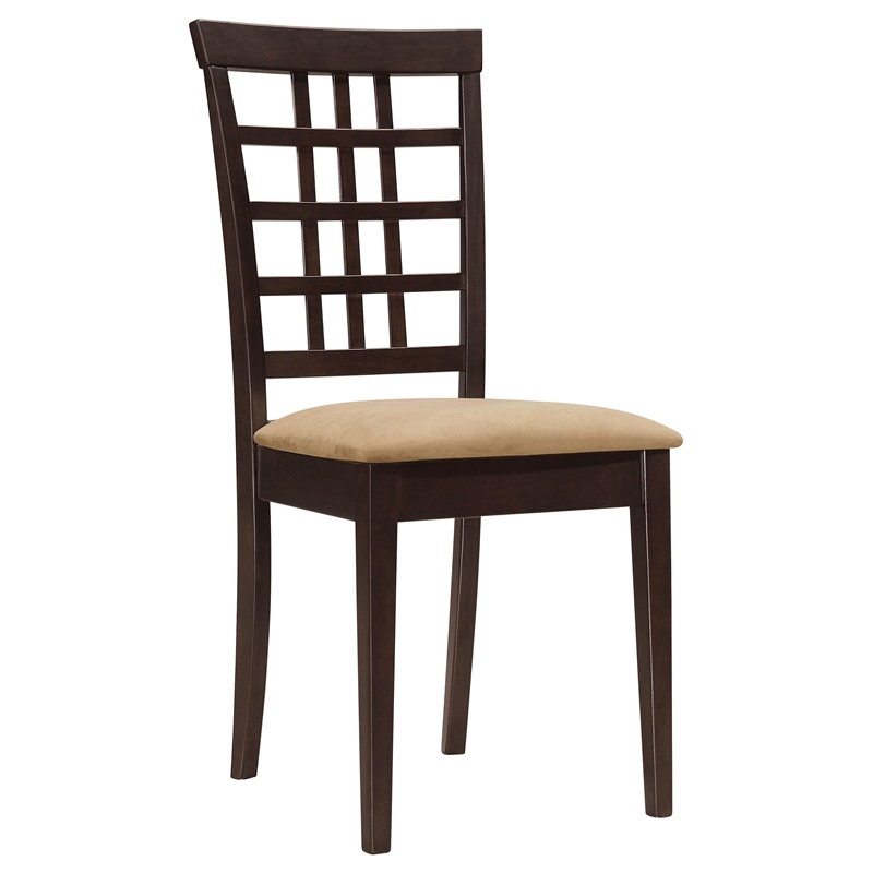 Pemberly Row Transitional Lattice Back Wood Dining Chairs in Cappuccino