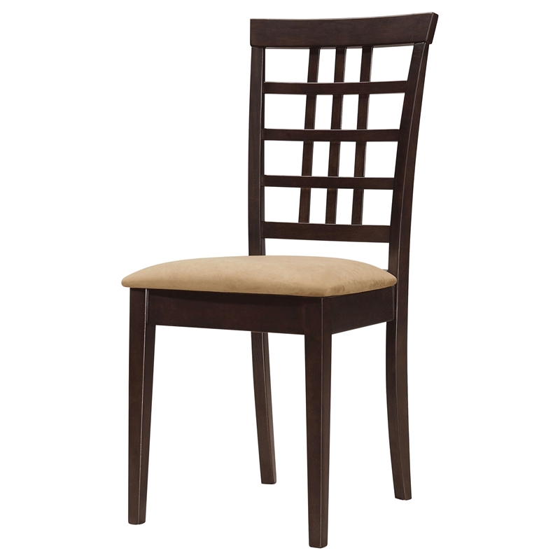 Pemberly Row Transitional Lattice Back Wood Dining Chairs in Cappuccino