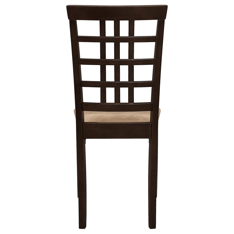 Pemberly Row Transitional Lattice Back Wood Dining Chairs in Cappuccino
