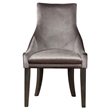 Pemberly Row Transitional Upholstered Velvet Demi Wing Chairs in Gray