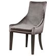 Pemberly Row Transitional Upholstered Velvet Demi Wing Chairs in Gray