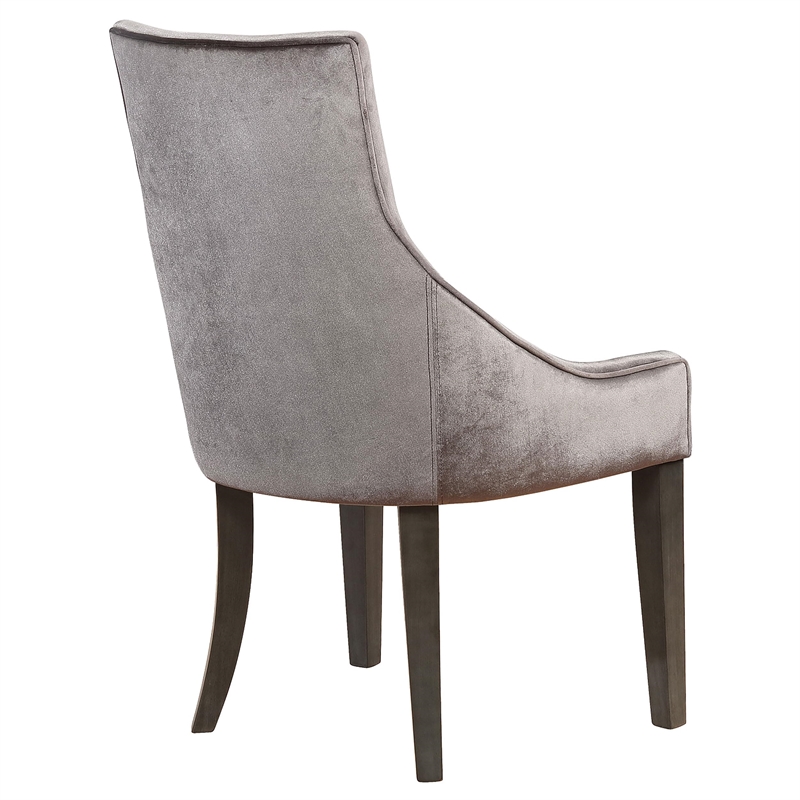 Pemberly Row Transitional Upholstered Velvet Demi Wing Chairs in Gray