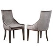 Pemberly Row Transitional Upholstered Velvet Demi Wing Chairs in Gray