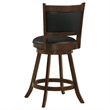 Pemberly Row Upholstered Faux Leather Swivel Counter Height Stools in Black