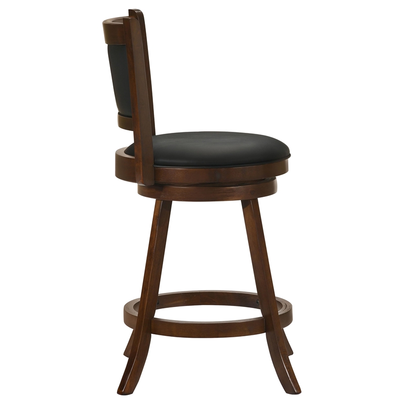 Pemberly Row Upholstered Faux Leather Swivel Counter Height Stools in Black