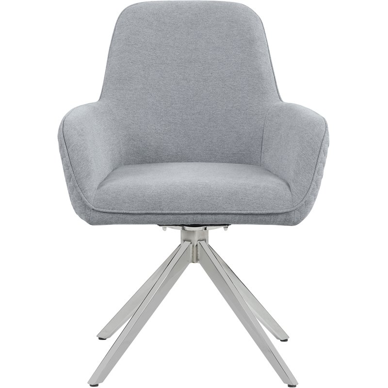 Pemberly Row Flare Arm Contemporary Fabric Swivel Dining Chair in Gray