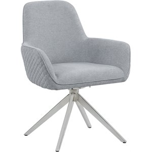 Pemberly Row Flare Arm Contemporary Fabric Swivel Dining Chair in Gray