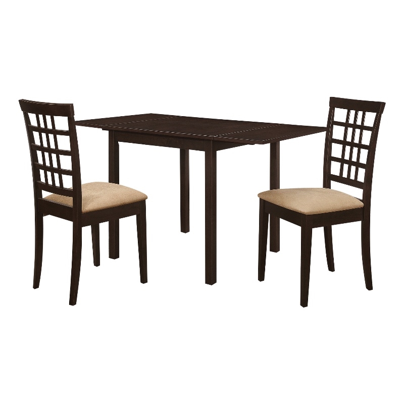 Pemberly Row 3-piece Drop Leaf Wood Dining Set Cappuccino and Tan