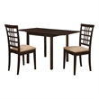 Pemberly Row 3-piece Drop Leaf Wood Dining Set Cappuccino and Tan