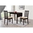 Pemberly Row 3-piece Drop Leaf Wood Dining Set Cappuccino and Tan