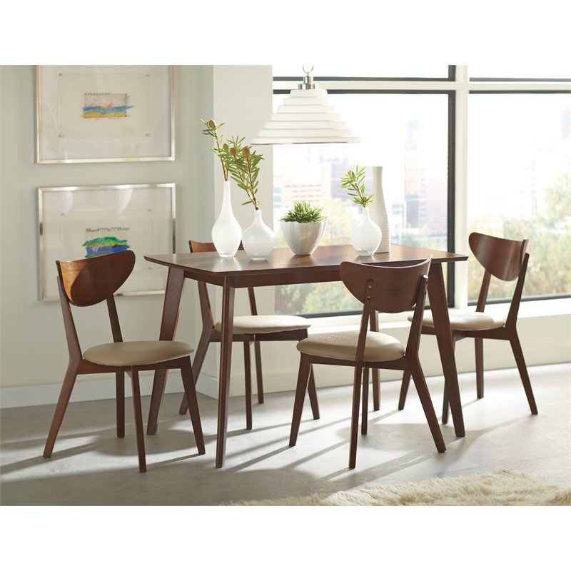 Pemberly Row 5-piece Rectangular Wood Dining Set Chestnut and Tan