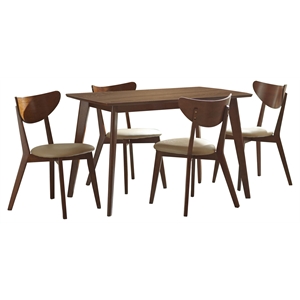Pemberly Row 5-piece Rectangular Wood Dining Set Chestnut and Tan