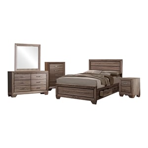 Pemberly Row 5-piece Eastern King Storage Wood Bedroom Set Washed Taupe
