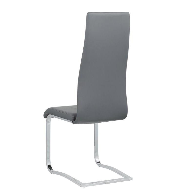 Pemberly Row Faux Leather Upholstered High Back Side Chairs in Gray