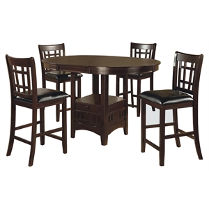 Pemberly Row 5-piece Wood Counter Height Dining Room Set Espresso and Black