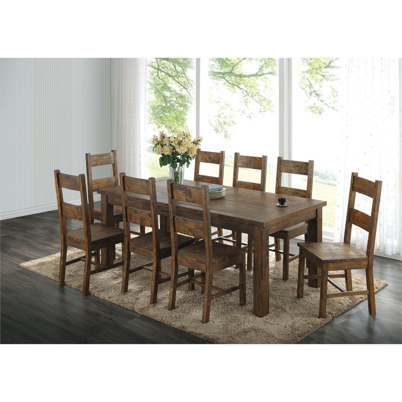 Pemberly Row 9-piece Wood Dining Room Set Rustic Golden Brown