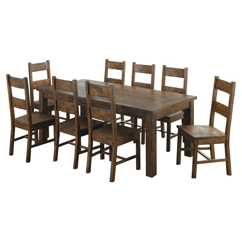 Pemberly Row 9-piece Wood Dining Room Set Rustic Golden Brown