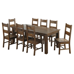 Pemberly Row 9-piece Wood Dining Room Set Rustic Golden Brown