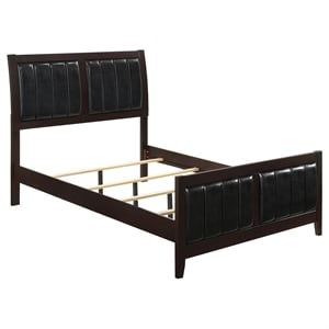 Pemberly Row Upholstered Faux Leather Full Panel Bed in Black