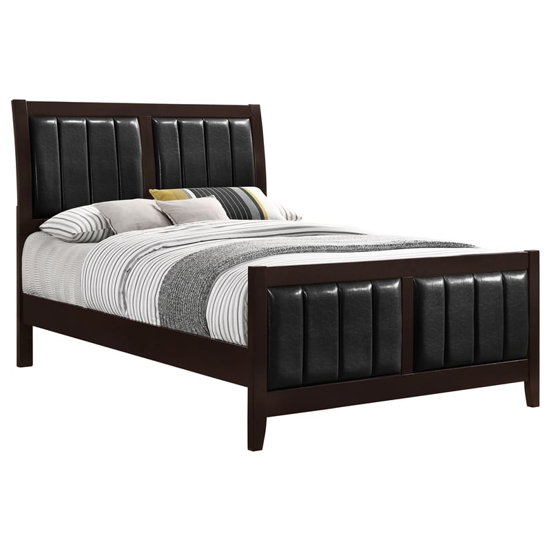 Pemberly Row Upholstered Faux Leather Full Panel Bed in Black