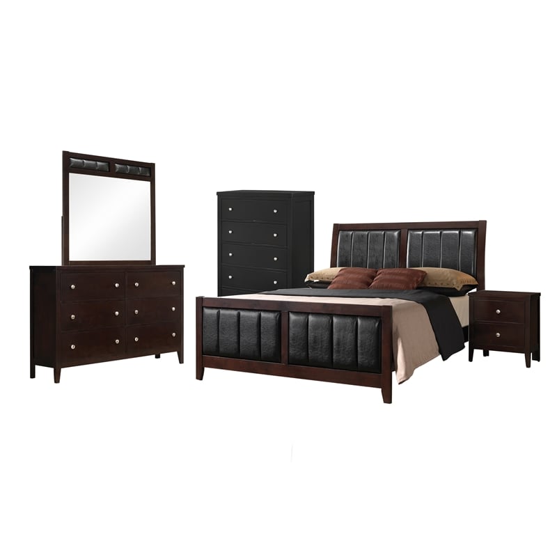 Pemberly Row 5-piece California King Wood Bedroom Set Cappuccino and Black