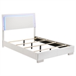 Pemberly Row Polyurethane Full Panel Bed with LED Lighting in White
