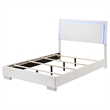 Pemberly Row Polyurethane Full Panel Bed with LED Lighting in White