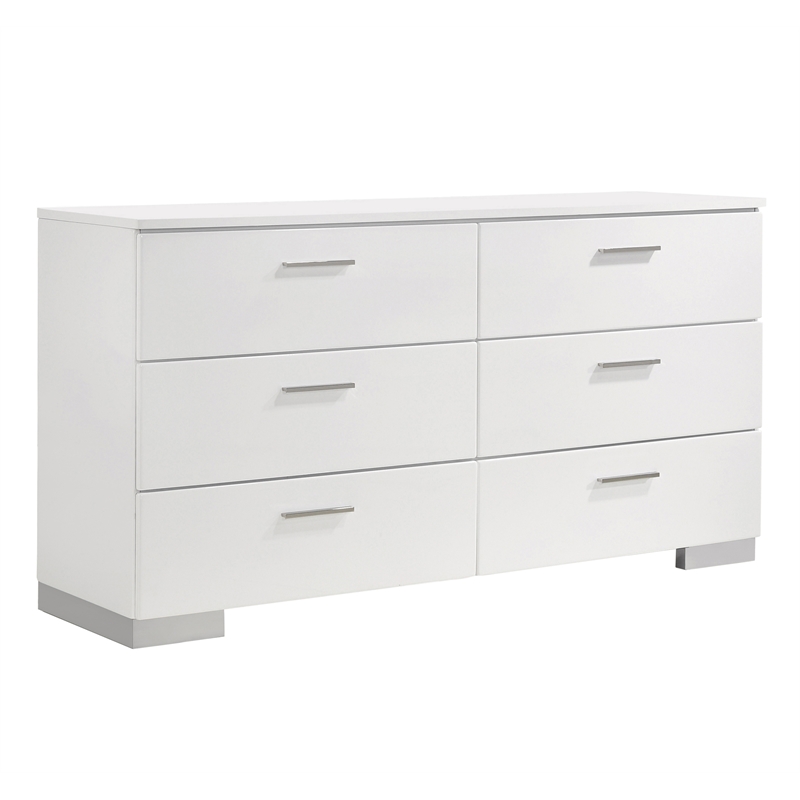 Pemberly Row 6-piece California King Wood Bedroom Set in Glossy White