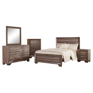 Pemberly Row 5-piece Eastern King Wood Bedroom Set Washed Taupe