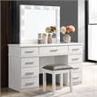 Pemberly Row 9-drawer Wood Vanity Desk with Lighted Mirror Glossy White