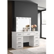 Pemberly Row 9-drawer Wood Vanity Desk with Lighted Mirror Glossy White