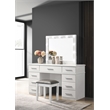 Pemberly Row Upholstered Wood Vanity Stool Metallic and Glossy White