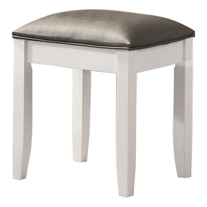 Pemberly Row Upholstered Wood Vanity Stool Metallic and Glossy White