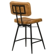 Pemberly Row Leather Upholstered Counter Height Stools Camel