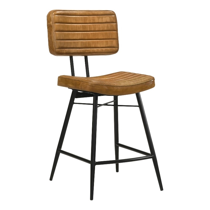 Pemberly Row Leather Upholstered Counter Height Stools Camel