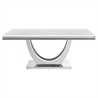 Pemberly Row Metal Rectangle Faux Marble Top Dining Table White and Chrome