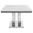 Pemberly Row Metal Rectangle Faux Marble Top Dining Table White and Chrome